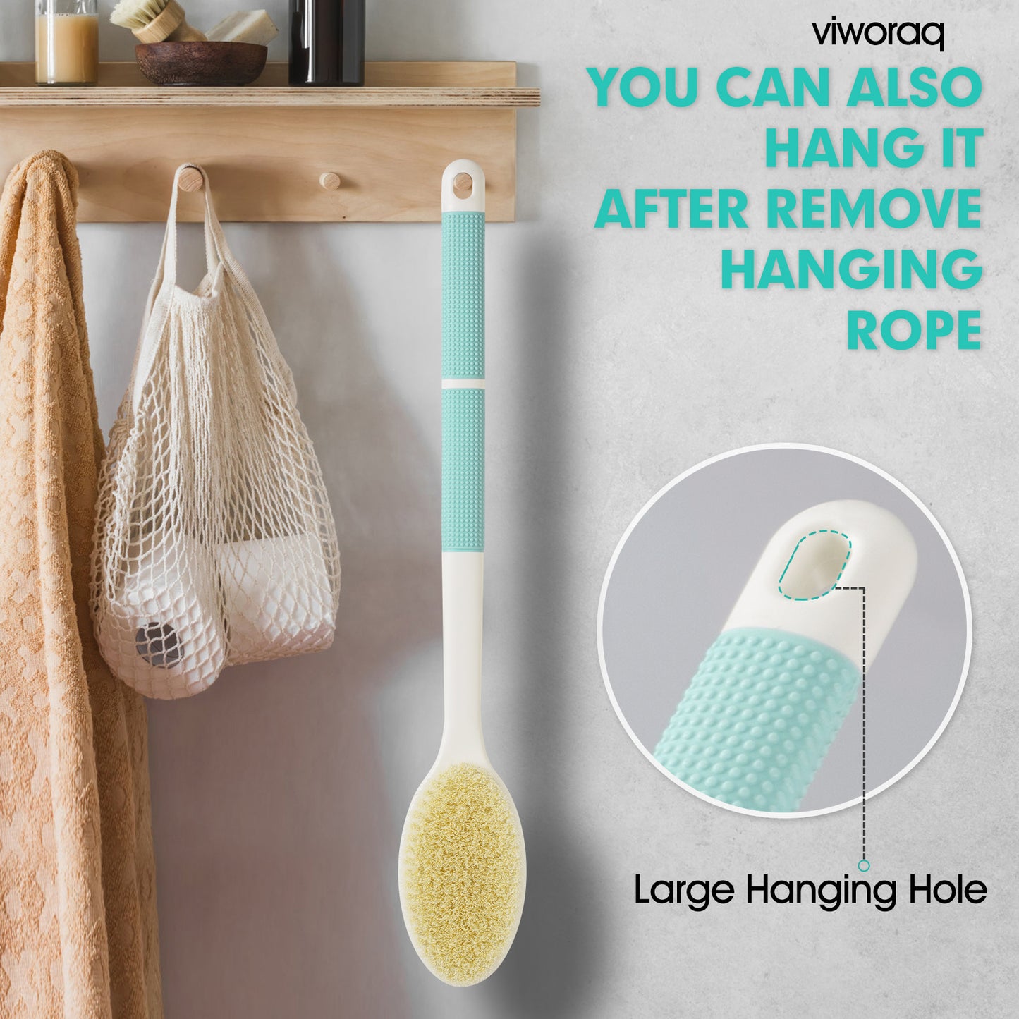 viworaq 17'' Bath Brush Anti Slip for Shower(Green)