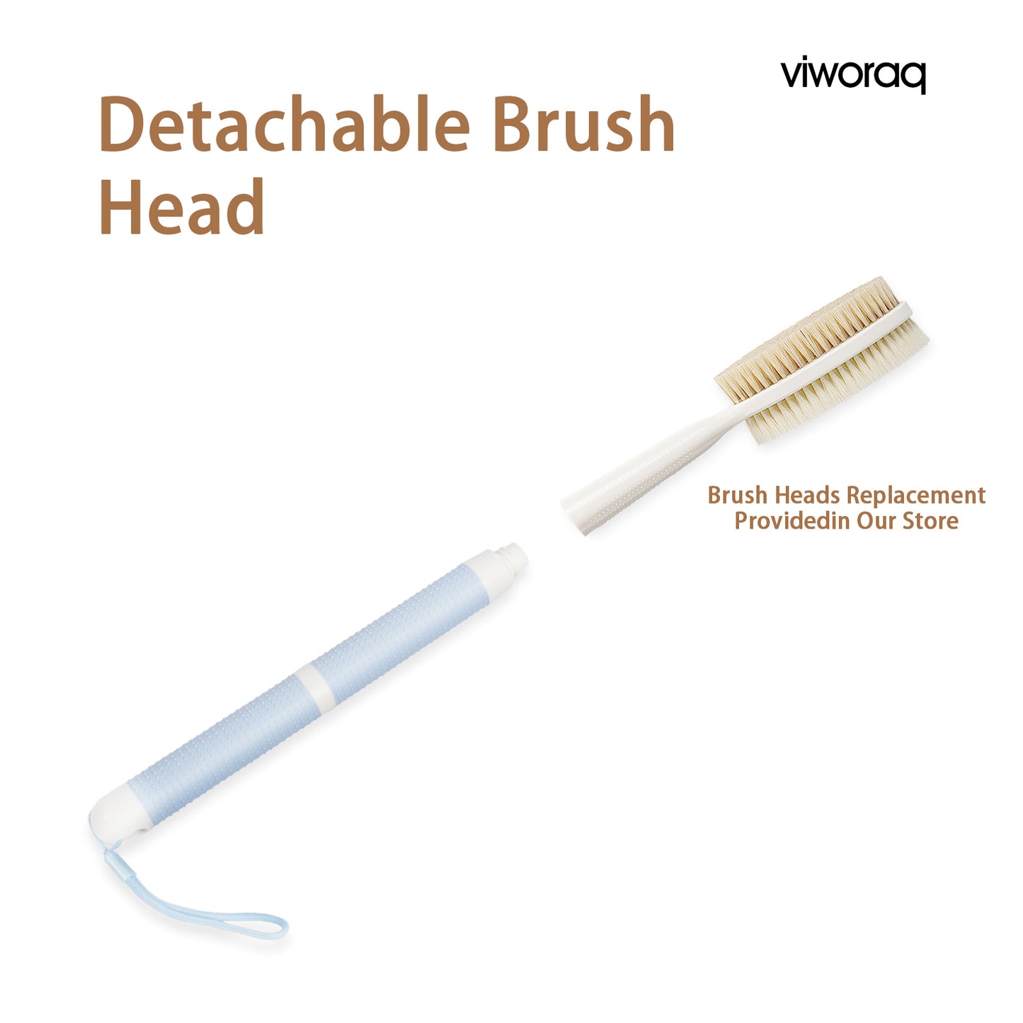 viworaq 19'' Bath Brush for Shower Detachable