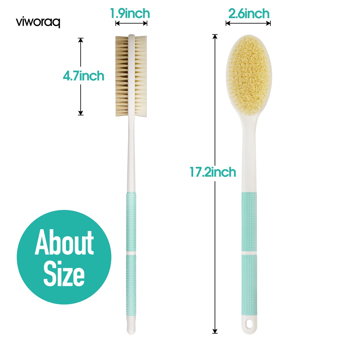 viworaq 17'' Bath Brush Anti Slip for Shower(Green)