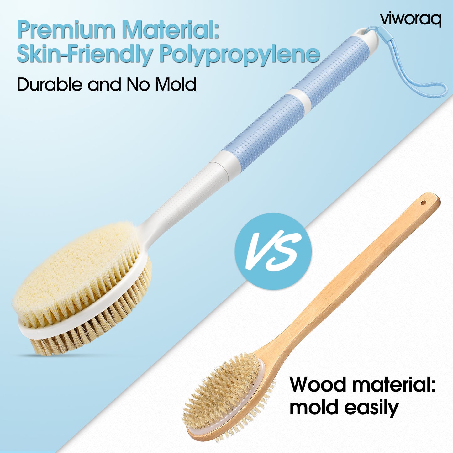 viworaq 19'' Bath Brush for Shower Detachable