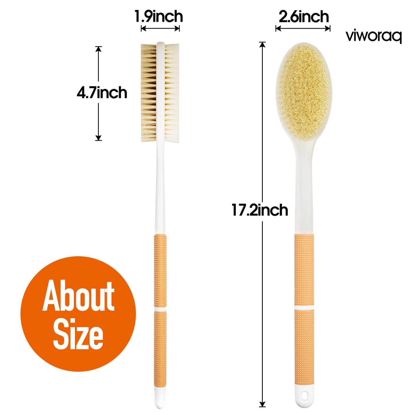 viworaq 17'' Bath Brush Anti Slip for Shower(Orange)