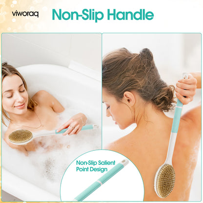 viworaq 17'' Bath Brush Anti Slip for Shower(Green)